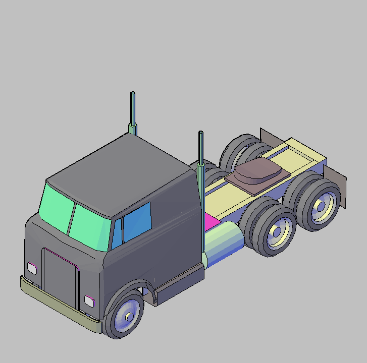 Bloque Autocad Vista de Cab. Camión B Bibliot. 2D-3D en 3D
